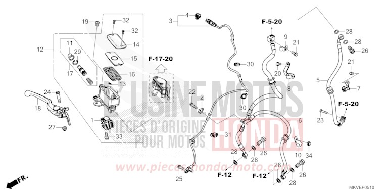 FRONT BRAKE MASTER CYLINDER for Forza 750 MAT WARM ASH METALLIC (YR386) from 2025